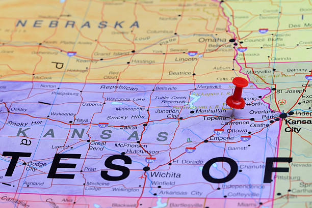 istock Topeka pinned on a map of USA 532055293