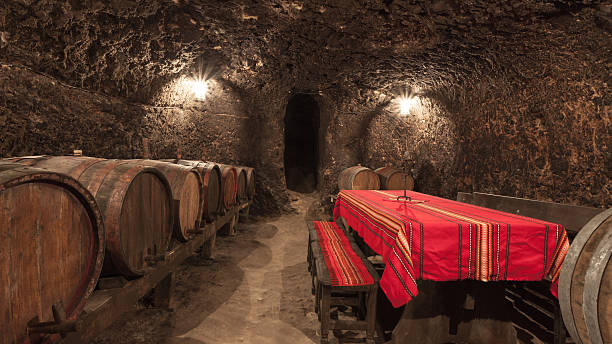 Malnik Wine Cellar Wine cellar with table and benches in Melnik, Bulgaria. blagoevgrad province photos stock pictures, royalty-free photos & images