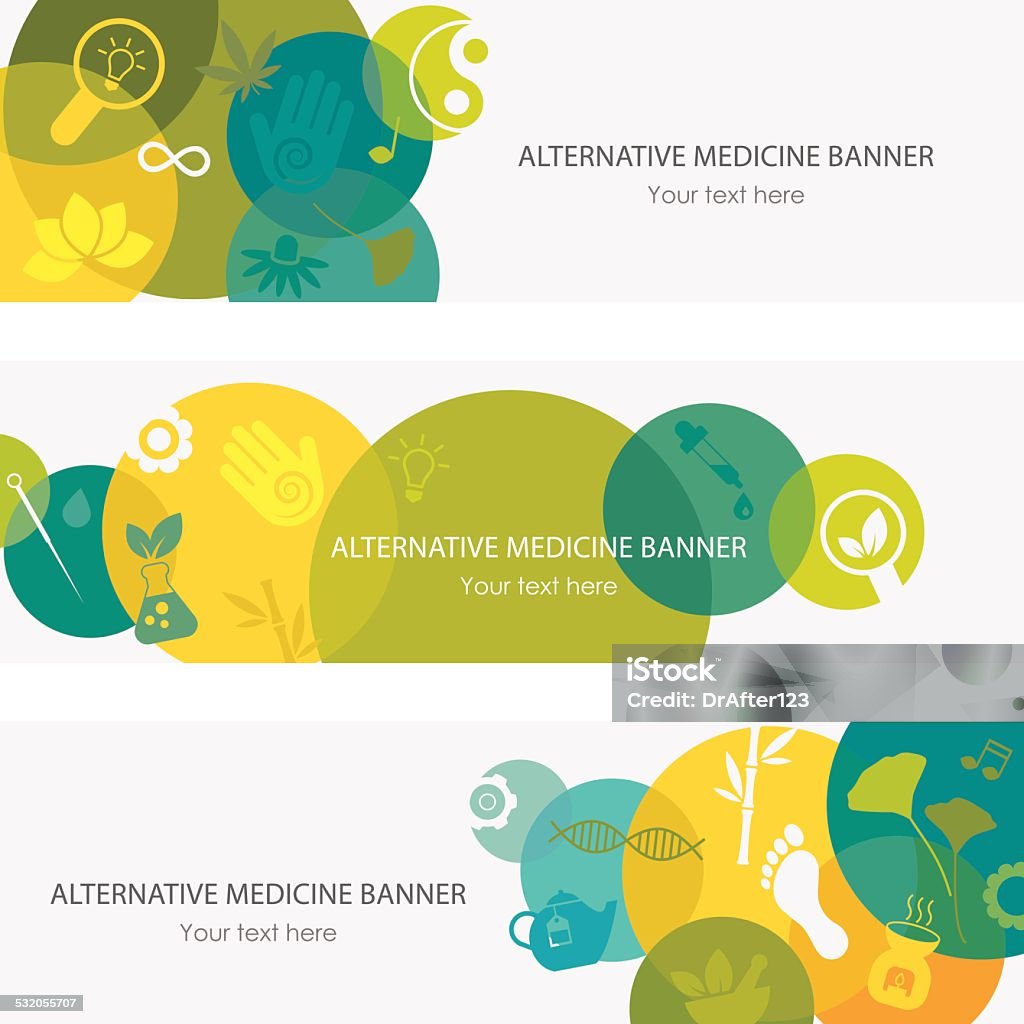 Medicina Alternativa Banners - Vetor de Medicina Alternativa - Saúde e Medicina royalty-free