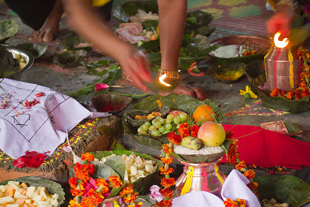 istock Offering during hindu festival in Nepal 532055723
