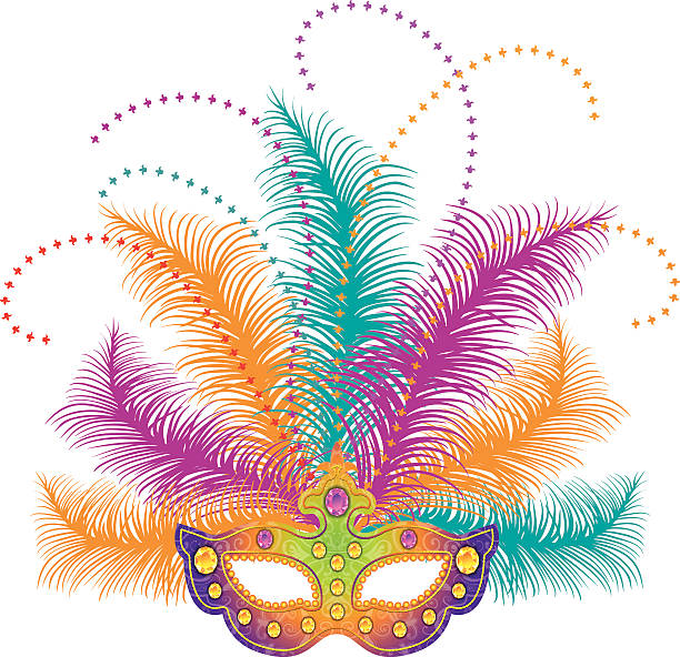 Mardi Gras Mask Wonderful vector illustration of an colorful Mardi Gras Mask purple and gold masquerade masks stock illustrations