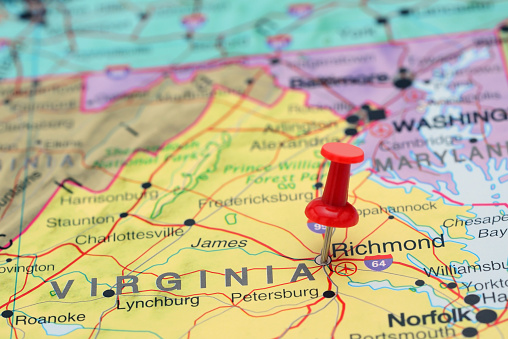 Richmond pinned en un mapa de Estados Unidos photo