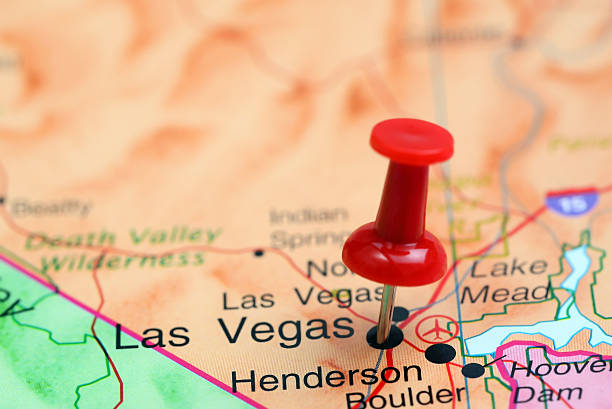 istock Las Vegas pinned on a map of USA 532057621