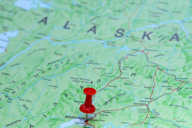 istock Anchorage pinned on a map of America 532057623
