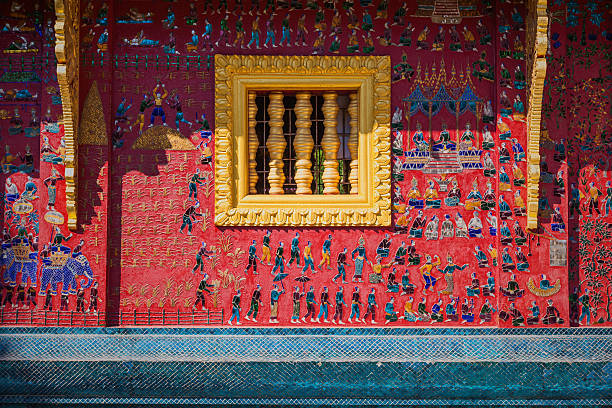 istock Glass mosaic at wat xieng thong temple wall 532057631