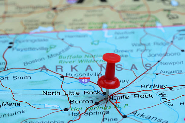 istock Little Rock pinned on a map of USA 532057847