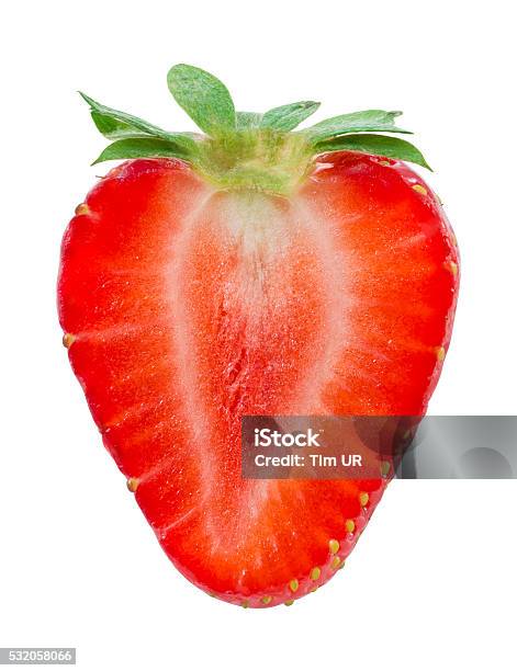 Half Of Strawberry Isolated On White With Clipping Path Stock Photo - Download Image Now