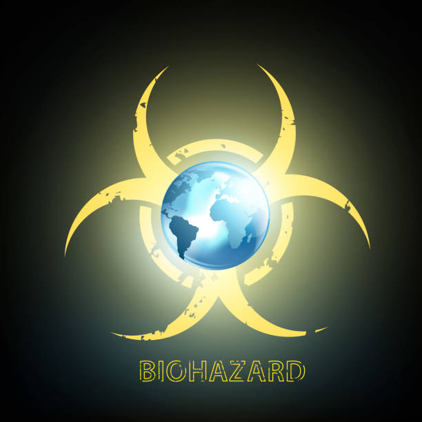 biogefährdung und planet earth - toxic waste biochemical warfare biohazard symbol dirty stock-grafiken, -clipart, -cartoons und -symbole