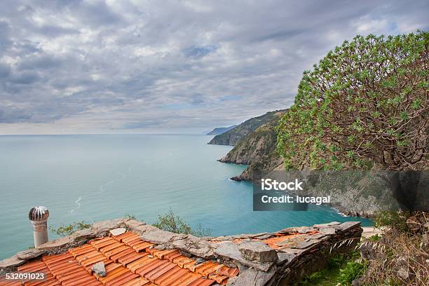 Roof Of A Little House In Cinque Terre Stock Photo - Download Image Now - 2015, Beach, Blue