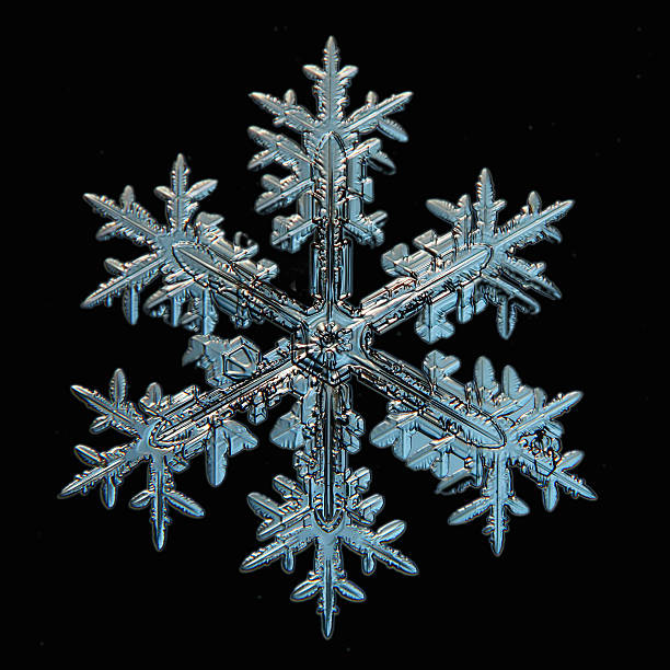 fiocco di neve di cristallo naturale - frost ice crystal winter macro foto e immagini stock