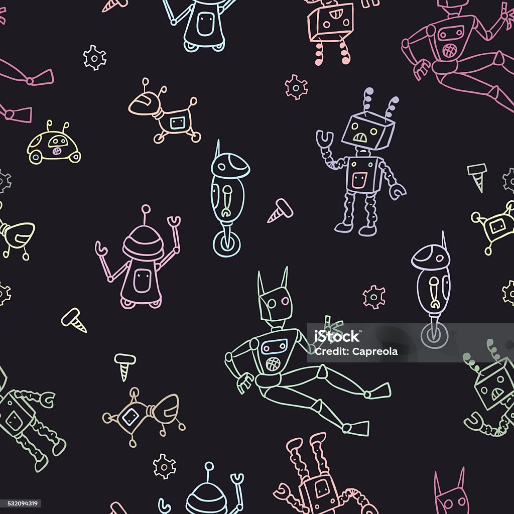 Rogotics Patterns Robots Pattern Stock Illustration - Download Image Now - Backgrounds ...