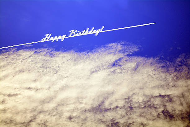 feliz aniversário - birthday airplane sky anniversary imagens e fotografias de stock