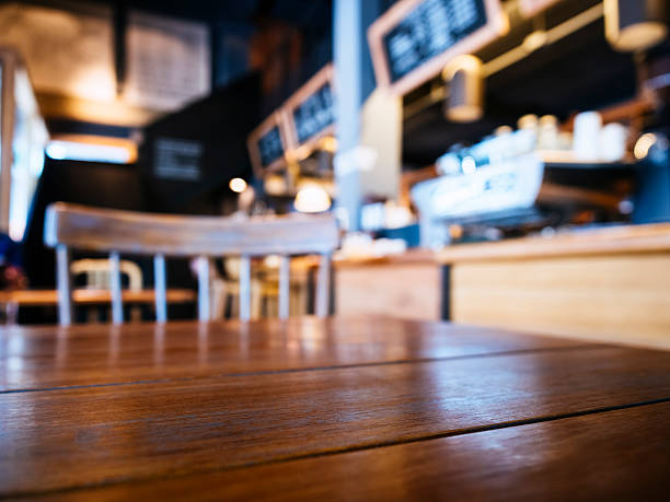 istock Table top with seat Bar Counter Cafe Restaurant background 532103646