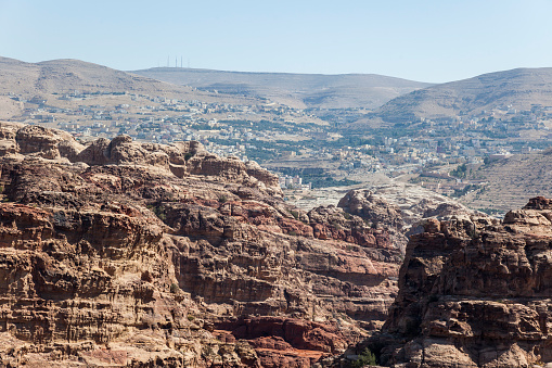 View from High Place of Sacrifice towards Umm Sayhun. Petra. Jordan.