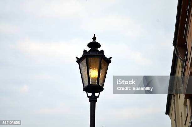 Old Lantern At A Street In Berlin Lightning Stock Photo - Download Image Now - Architecture, Berlin, Blue