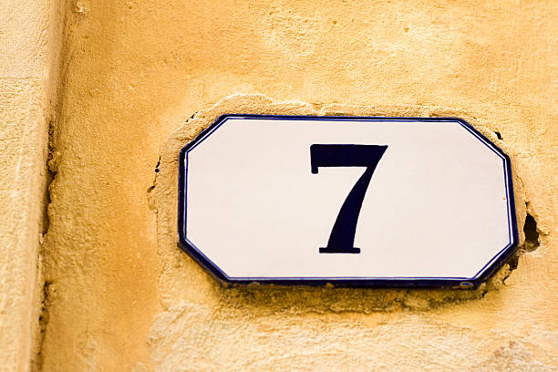 istock Number 7 Vintage Ceramic Street Address Tile, Old Yellow Wall 532105178
