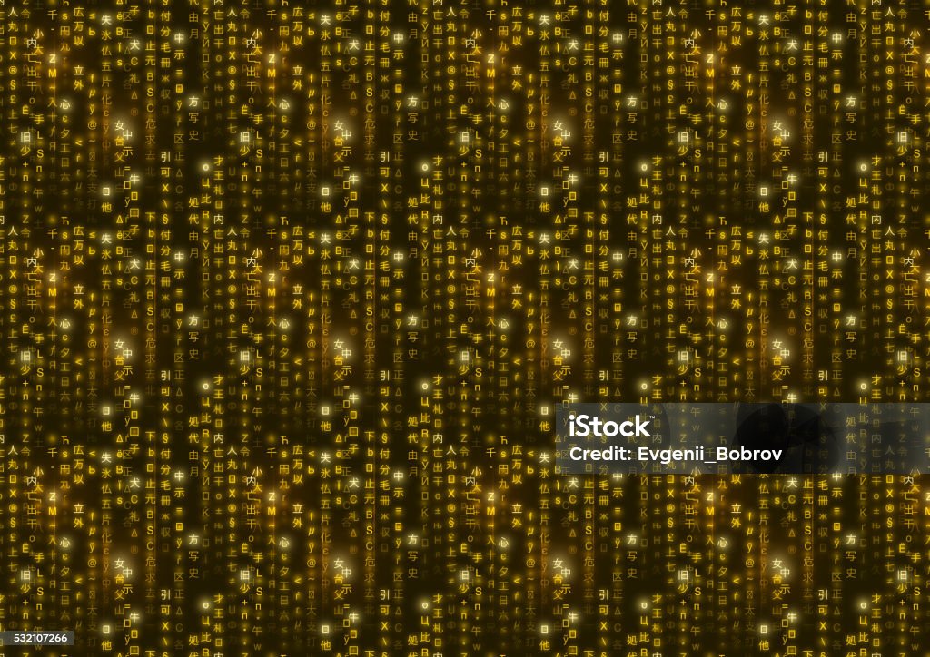 Golden Matrix Symbols Digital Binary Code On Black Stock Illustration ...
