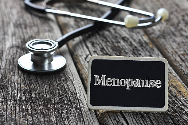 istock Medical Concept-Menopause word written on blackboard with Stetho 532109298