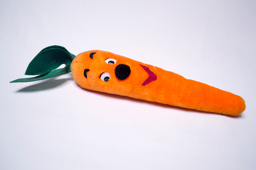 Small childrens toy that represent healthy carrot.