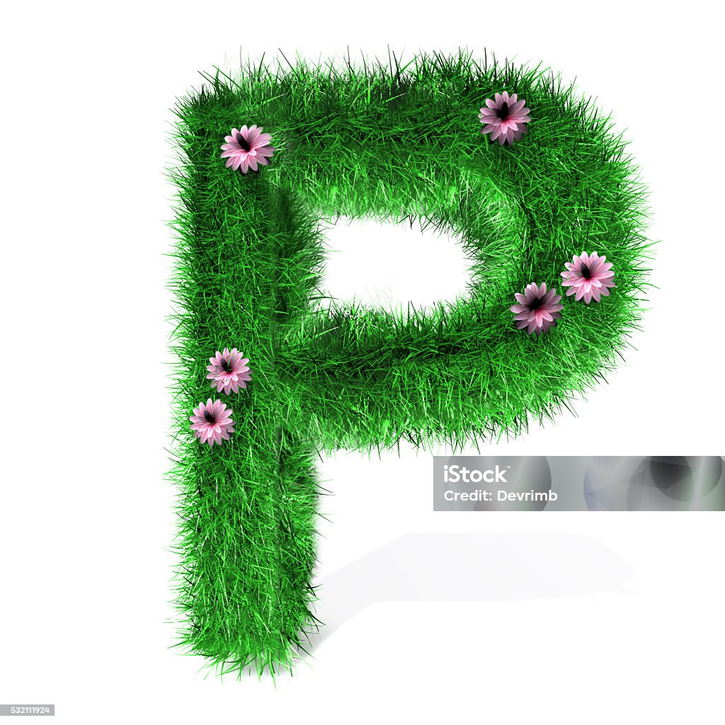 Letter P Of Grass And Flowers Stock Photo - Download Image Now ...