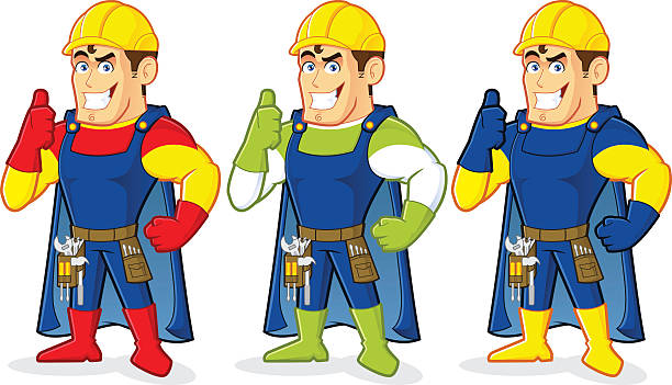 Super-herói homem de Construção - ilustração de arte vetorial