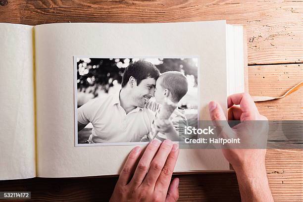 Fathers Day Composition Photo Album Blackandwhite Pictures Stock Photo - Download Image Now