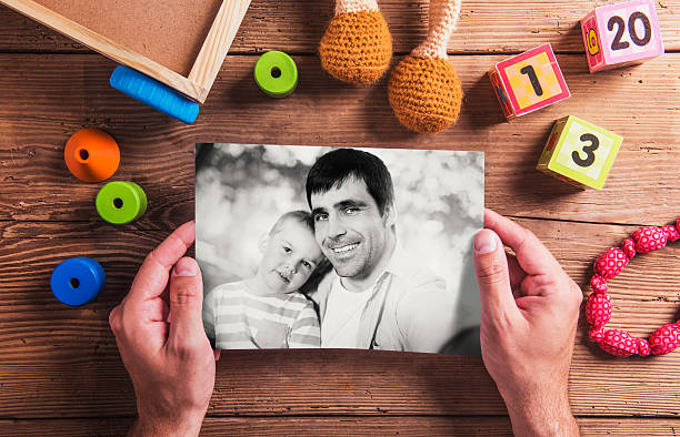 istock Fathers day composition. Black-and-white photo. Various toys. 532114462
