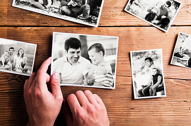 istock Fathers day composition. Black-and-white pictures, studio shot 532115286