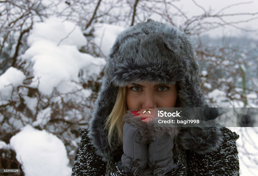 Beautiful Girl in Snow Winter season 2015 Stock Photo