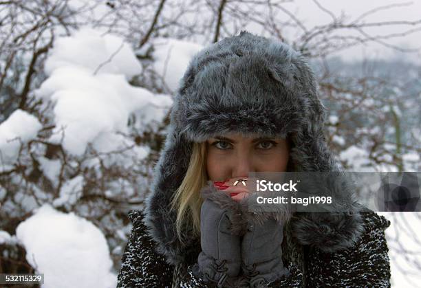 Beautiful Girl In Snow Stock Photo - Download Image Now - 2015, Adult, Cold Temperature