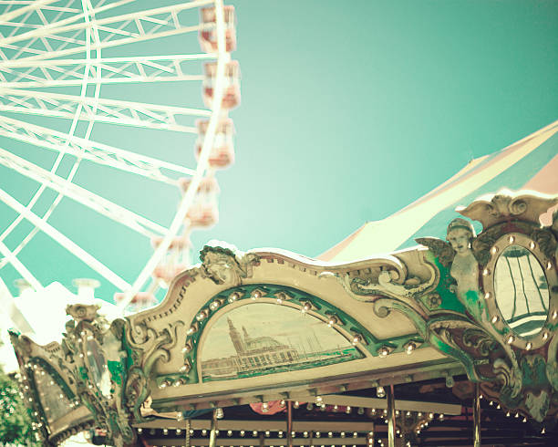 istock Vintage carousel and ferris wheel 532115605