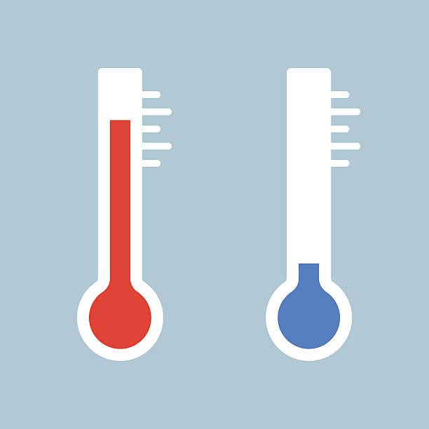 Vector flat thermometer Illustration of thermometer. Flat style, EPS10. thermal expansion stock illustrations