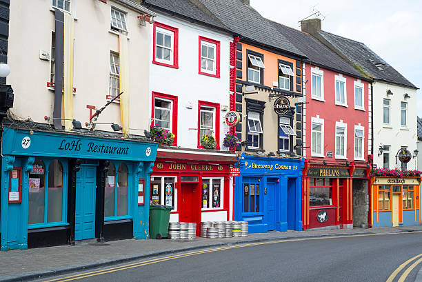 pubs and retaurant fronts in ireland stock photo