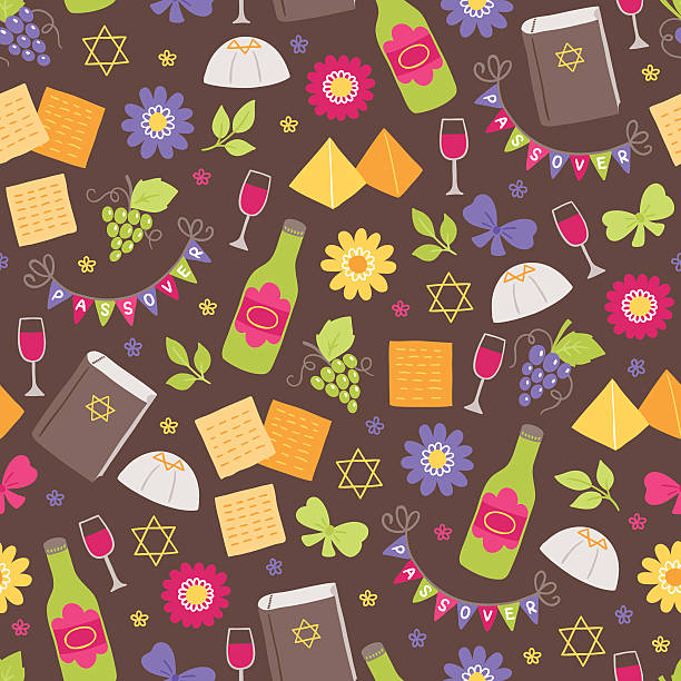pesach bezszwowe wzór z żydowska gwiazda, winogron, wino butelka - passover matzo wine wine bottle stock illustrations