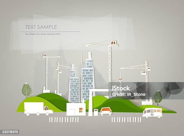 Building Site With Cranes White City Collection Stock Illustration - Download Image Now - 2015, Architect, Architecture