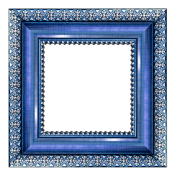 istock Blue vintage picture and photo frame isolated on white background 532118566