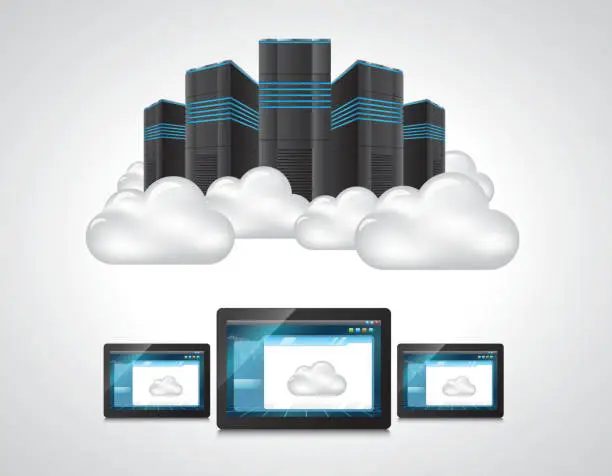 Vector illustration of Cloud computing technology