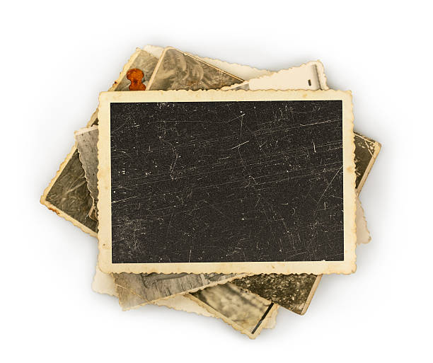 Stack of old photos isolated