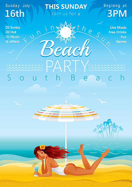impreza na plaży - sensuality party sun sunlight stock illustrations