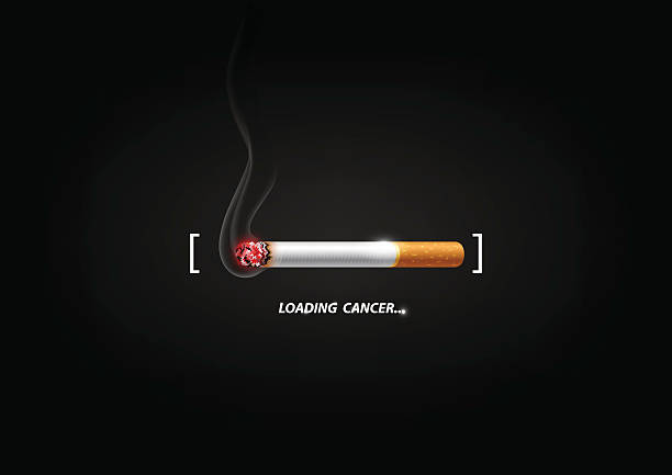 ilustraciones, imágenes clip art, dibujos animados e iconos de stock de dejar de fumar concepto de publicidad, tabaquismo, consumo de tabaco ardor cáncer bar de carga - anti cancer