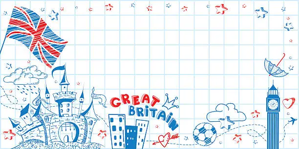 Vector illustration of Great Britain doodle background