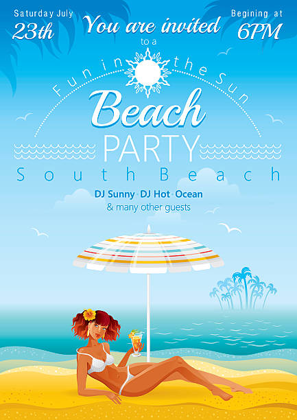 impreza na plaży - sensuality party sun sunlight stock illustrations