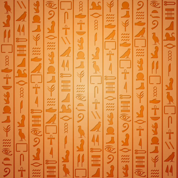 ägyptische hieroglyphenschrift hintergrund - hieroglyphenschrift stock-grafiken, -clipart, -cartoons und -symbole