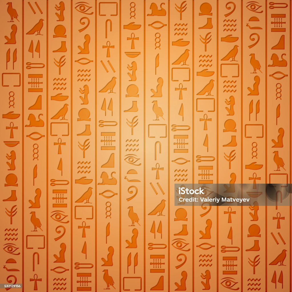 Egyptian hieroglyphics background Egyptian hieroglyphics. Symbol ancient, egyptian culture, egyptian old writing, vector illustration Hieroglyphics stock vector