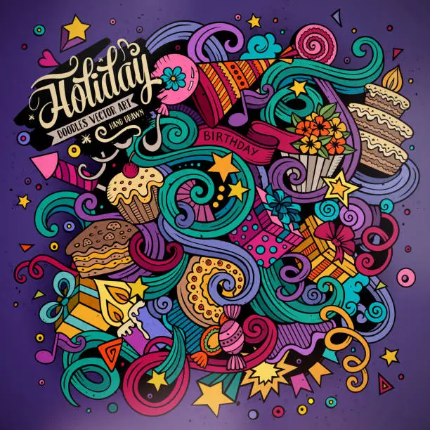 Vector illustration of Cartoon doodles holidays illustration