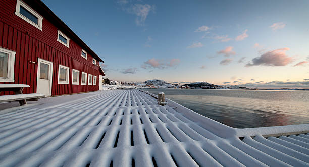 Wharf snowy stock photo