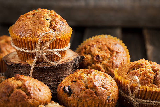 Fresh homemade delicious carrot muffins Fresh homemade delicious carrot muffins with dried friuts  and nuts muffin stock pictures, royalty-free photos & images