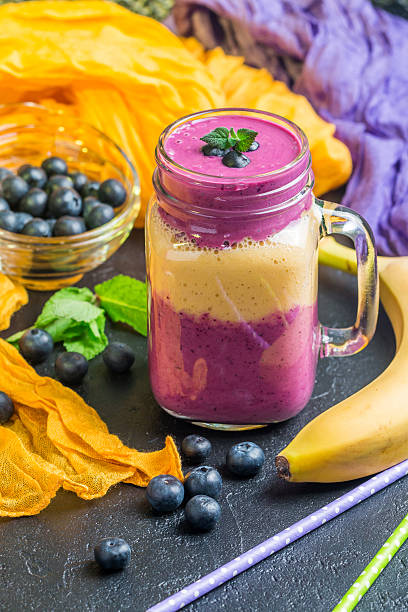 Blueberrie smoothie in a glass