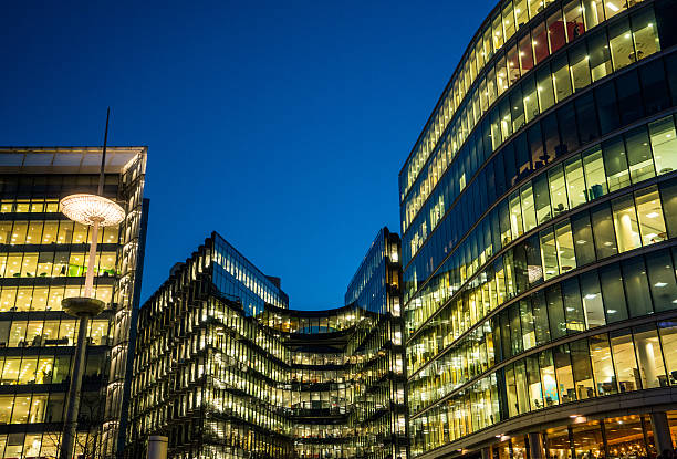 istock Office Buildings at night, London 532133480
