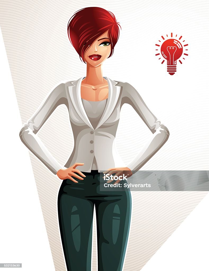 Beautiful Woman Fulllength Portrait Colorful Drawing Stock Illustration -  Download Image Now - iStock